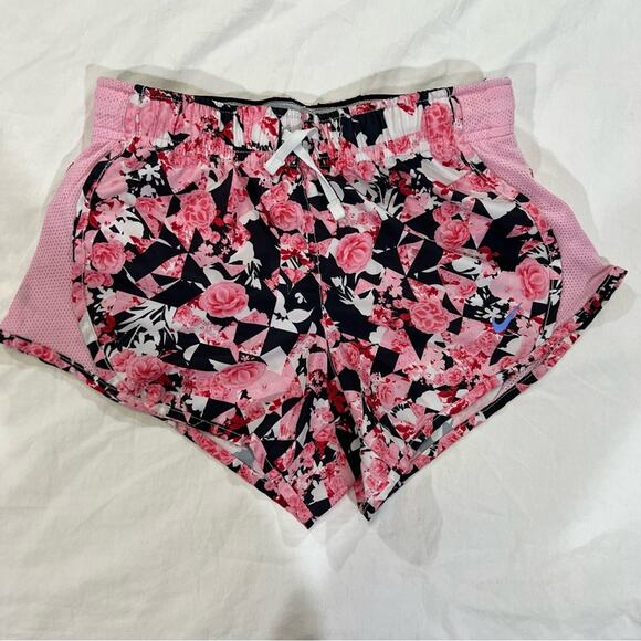 Nike Girls Pink Floral Running Shorts sz S Pink and Black - Picture 9 of 16
